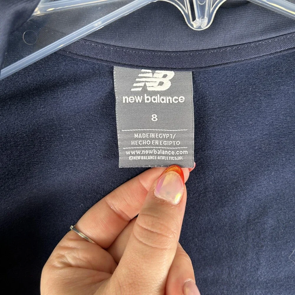 New Balance Track Jacket Youth 8 Blue Red Colorblock Full Zip Stand Collar